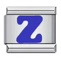 Modular Italian charm bracelet link made of stainless steel with a blue letter Z - Letter Z