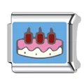 Maillon de bracelet italien en acier inoxydable avec motif gâteau d'anniversaire bleu - Motif Gâteau d'Anniversaire (28) / 1 Pièce