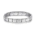 Stainless steel Italian charm bracelet with double heart pattern engraving - Recessed Double Hearts / Steel