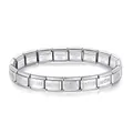 Stainless steel Italian charm bracelet with MOM heart engraved links - MOM / Steel