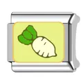 Maillon de charme italien en acier inoxydable avec un joli motif de radis en émail argent - Motif Radis Blanc (35) / 1 Pièce