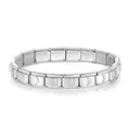 Classic silver stainless steel Italian modular charm bracelet with moon pattern links - Moon / Steel