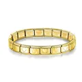 Golden plated stainless steel Italian charm bracelet featuring embossed heart link patterns - Raised Heart Style / Gold