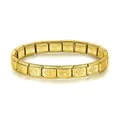 Gold-plated modular stainless steel Italian charm bracelet with engraved paw print design - Cat Claw Style / Gold
