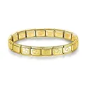Gold-plated modular Italian charm bracelet featuring double heart stainless steel links - Double Heart Style / Gold