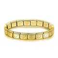 Golden gold-plated stainless steel Italian charm bracelet with heart pattern links - Heart with Arrow Style / Gold