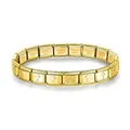 Gold plated stainless steel Italian charm bracelet with cross pattern links - Raised Cross Style / Gold