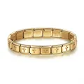 Gold plated stainless steel Italian modular charm bracelet with engraved cross patterns - Concave Cross Style / Gold
