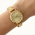 Elegant goudkleurig dameshorloge met stalen band en minimalistische wijzerplaat - Gouden Numerieke Ronde Stijl (4679) / Goud