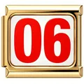Detailed view of a polished stainless steel bracelet module featuring red number 06 - Gold Red Number 06 Style (6009)