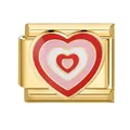 Vue détaillée d'un charm cœur modulaire doré pour bracelet DIY avec émail coloré - Cinq Cœurs (5903) / Or