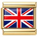 Close-up of polished gold-tone modular charm link with Union Jack flag design - Gold Union Jack Style (5997)