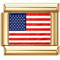 Polished gold stainless steel Italian charm link with American flag for DIY bracelet - Gold USA Flag Style (5999)
