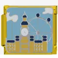 Detail view of 304 stainless steel modular bracelet charm featuring London landmarks. - Castle Ferris Wheel (3368)