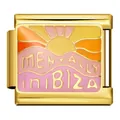 Gold-plated modular bracelet link with Mentally in Ibiza sunset design decoration - Mentally In Ibiza (3132)