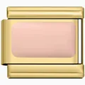 Detailopname van een gouden roestvrijstalen modulaire schakel met zachtroze inleg - Helemaal Goud Roze Rechthoek (5803) / Goud