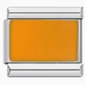 Gedetailleerde weergave van een modulaire roestvrijstalen bedel met oranje emaille. - Oranje Rechthoek (5805) / Zilver