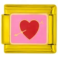 Detailed view of gold stainless steel modular charm with heart and arrow design - Cupid's Arrow (1683)
