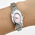 Unique fish-shaped ladies watch with pink dial and silver stainless steel strap - 5470-Silver Pink