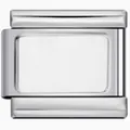 Detailopname van een blanco modulaire roestvrijstalen bedelschakel met gepolijste afwerking - Wit Rechthoek (5806) / Zilver