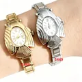 Elegant fish-shaped quartz watch variant in gold and silver stainless steel finishes. - Flying Fish Style White Dial (5448) / Gold