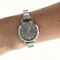 Detailed view of a minimalist silver modular stainless steel watch worn on a wrist - Silver Gray Dial Modular Watch(4624)