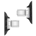 Close-up of stainless steel watch band connectors in silver and black finish - 42mm to 12mm Adapter (3203) / 2-Piece Set / Silver Black