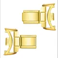 Close-up of golden stainless steel watch band connectors for DIY charm bracelets - 18mm to 14mm Adapter (3205) / 2-Piece Set / Gold