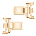 Pair of gold stainless steel watch band connectors for DIY smart watch strap assembly - 18mm to 12mm Adapter (3208) / 2-Piece Set / Rose Gold