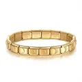 Elegant gold-plated Italian modular charm bracelet featuring embossed crescent moon - Moon / Gold