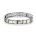 Italian style stainless steel modular link bracelet with elegant gold heart charms - Raised Heart / Gold & Silver