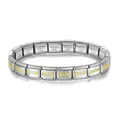 Silver stainless steel Italian modular charm bracelet with gold MOM heart shaped links - MOM / Gold & Silver
