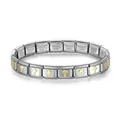 Italian charm modular bracelet in stainless steel featuring gold-plated cross charms - Cross / Gold & Silver