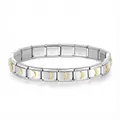 Italian modular link bracelet with golden crescent moon charms in stainless steel - Moon / Gold & Silver