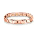 Elegant rose gold stainless steel Italian charm bracelet featuring engraved heart patterns - Convex Heart / Rose Gold