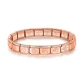Rose gold Italian modular bracelet with engraved paw prints in stainless steel - Cat Paw / Rose Gold