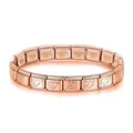 Rose gold Italian modular stainless steel bracelet with engraved heart arrow pattern - Cupid's Arrow / Rose Gold