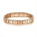 Rose gold stainless steel modular charm link bracelet with engraved cross charms design - Recessed Cross Design / Rose Gold