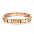 Rose gold Italian charm bracelet with crescent moon links, made of stainless steel. - Moon Pattern / Rose Gold