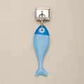 Détail d'un charm italien en acier inoxydable avec pendentif de poisson bleu DIY - Poisson Bleu Clair (1)
