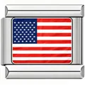 Premium stainless steel modular bracelet charm featuring a detailed USA flag design - Silver USA Flag Style (6000)