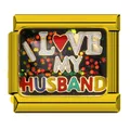 Gold-plated stainless steel Italian charm link with I Love My Husband text - I LOVE MY HUSBAND (5933)