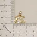 Gold 2026 graduation cap charm pendant with sparkling crystals for DIY jewelry making - 2026 Graduation Cap Style (5)