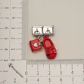 Charm italiano de bolso y zueco rojo en base de módulo doble de acero inoxidable - Estilo 5 / Caja Roja Y Zueco Rojo