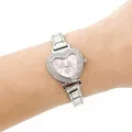 Elegant silver steel strap watch with a heart-shaped rhinestone pink dial for women - Silver (5230-Silver Pink Dial)