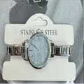 Fashion stainless steel watch featuring a silver glitter dial and adjustable link strap. - Silver Light Blue Dial Modular Watch(B4626)