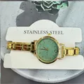 Vintage gold stainless steel modular DIY charm watch with emerald green glitter dial - Full Light Green Dial Modular Watch(4615)