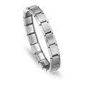 Gros plan d'une base de bracelet à breloques modulaires italiennes en acier argenté - Bracelet Base Charm Italien Poli (Argent Lisse 18 Maillons) / Lot de 18 / Argent