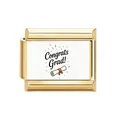 Premium gold Italian charm link with graduation scroll and Congrats Grad print - Congrats Grad Style (1)