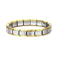 Eslabones de pulsera de dijes italianos de dos tonos en acero inoxidable dorado y plateado - Base de Pulsera de Charms Italianos de 18 Eslabones Borde Dorado Base Plateada / 18 Eslabones por Pieza